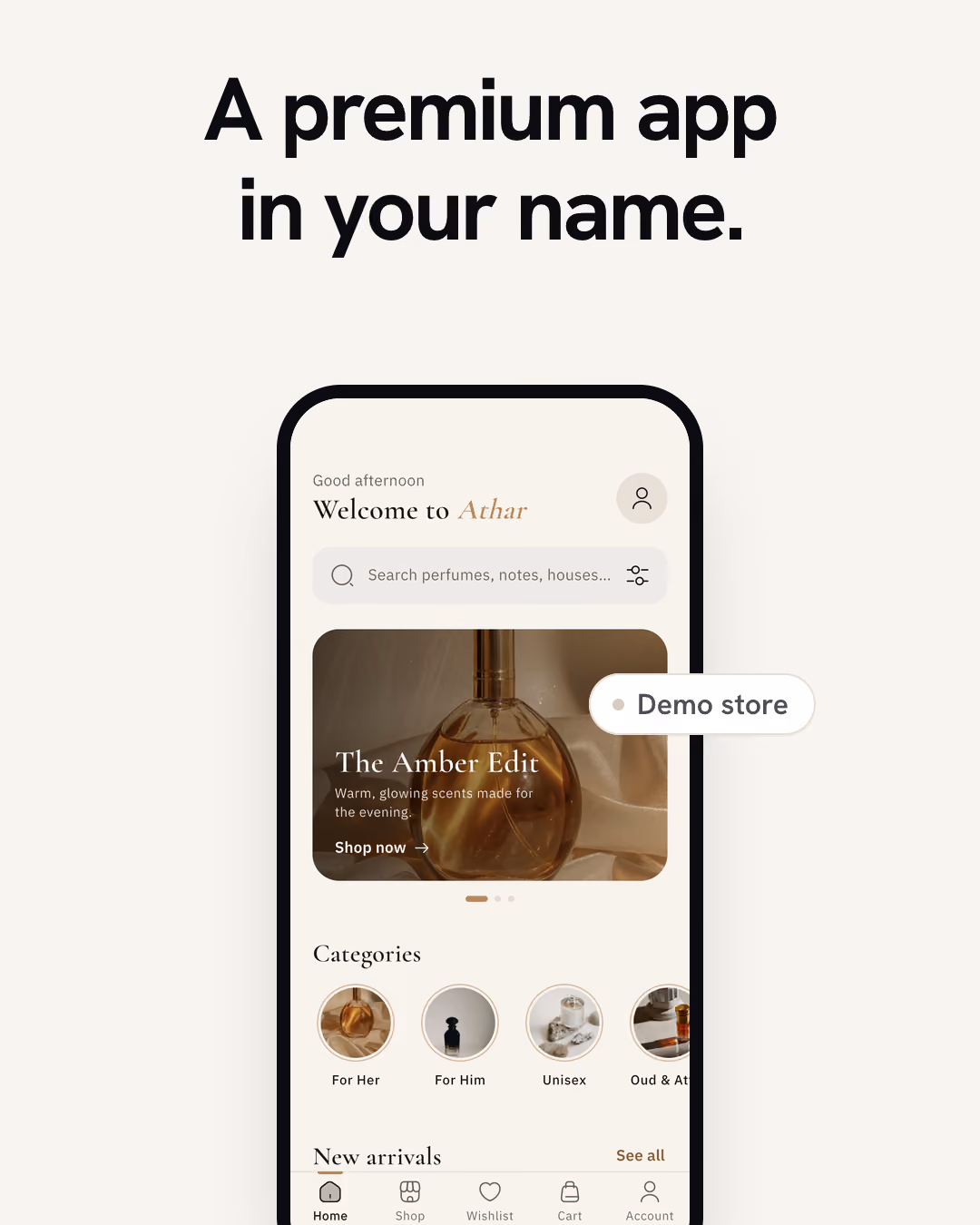 Impression's 14-second ad: the Athar demo store in English and Arabic, in light and dark, then the three packages and their days.